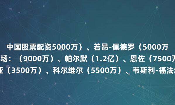中国股票配资5000万）、若昂-佩德罗（5000万）、内托（5000万）中场：（9000万）、帕尔默（1.2亿）、恩佐（7500万）后卫：库库雷利亚（3500万）、科尔维尔（5500万）、韦斯利-福法纳（2500万）、里斯-詹姆斯（3000万）门将：罗伯特-桑切斯（2000万）